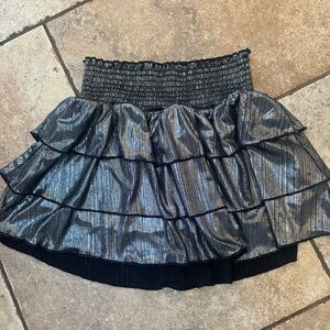 Katie J Metallic Black Tiered Skirt